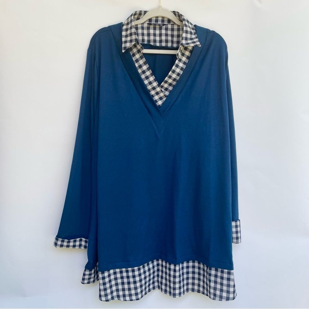 BloomChic Checked Sweater Shirt Blue US 28